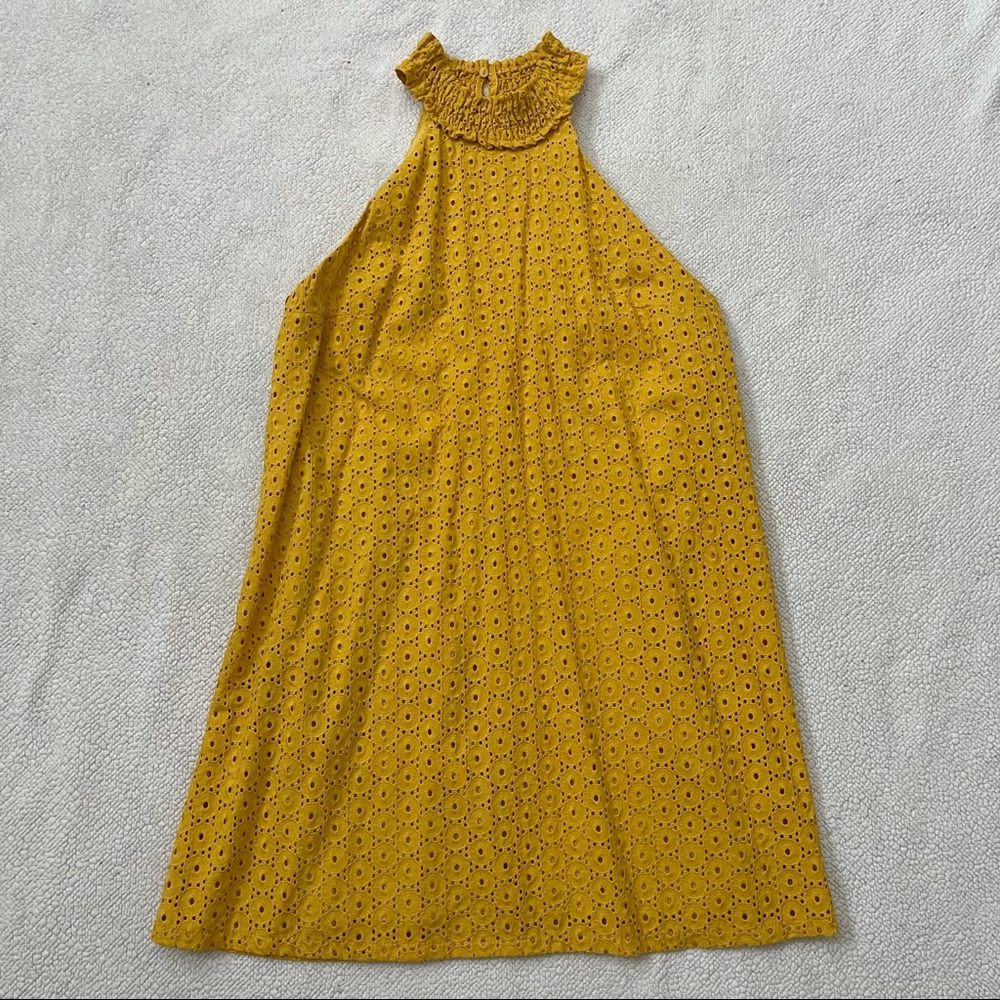Zara Yellow Sleeveless Mock Neck Dress, Size Small